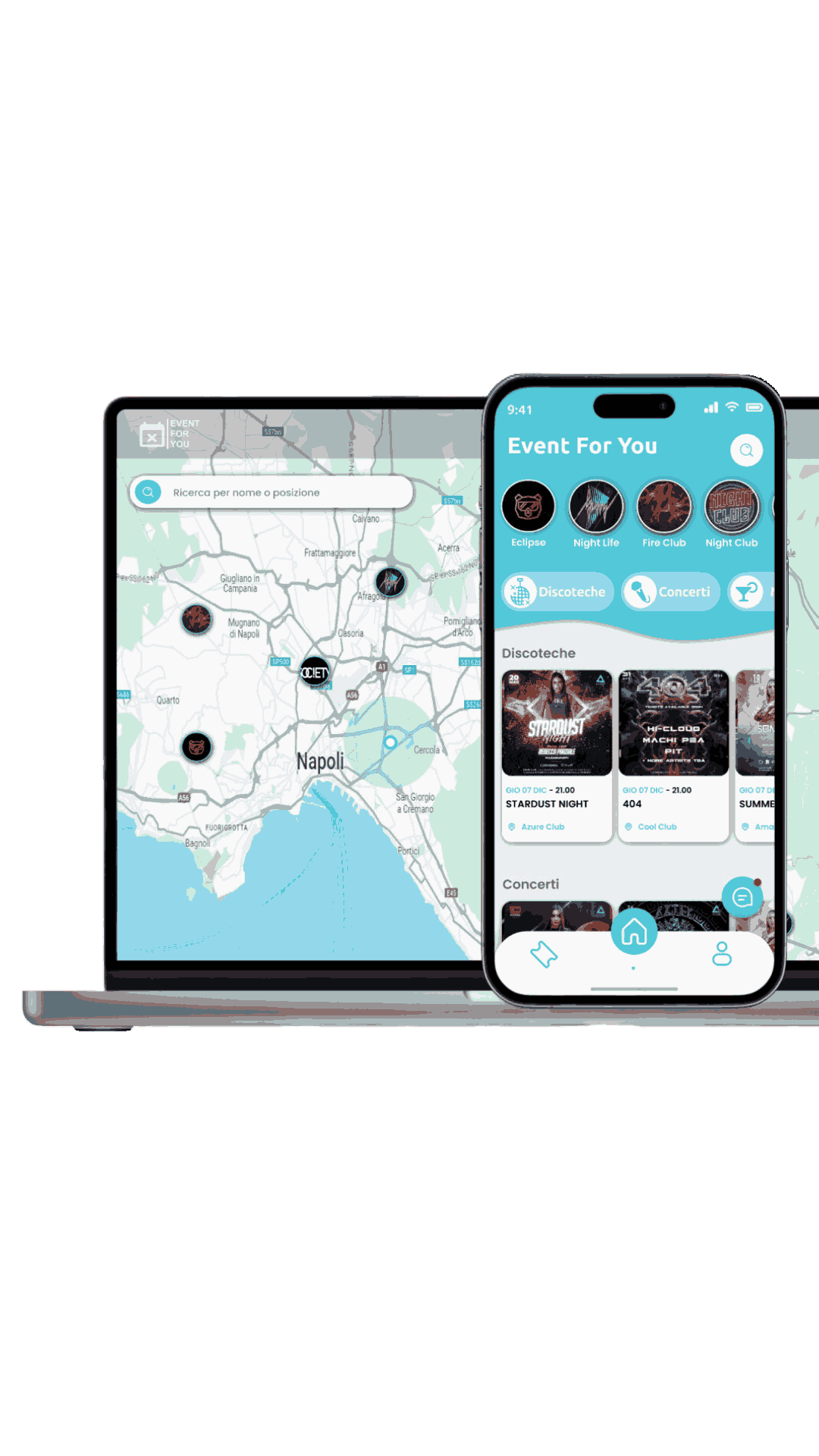 app per eventi eventfouryou app organizzazione eventi eventfouryou event four you app eventi pr organizzatori utenti gestione eventi